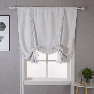 Antonino Linen Textured Blackout Tie Up Curtains Double Layer Thermal Insulated Lined Balloon Roman Shade