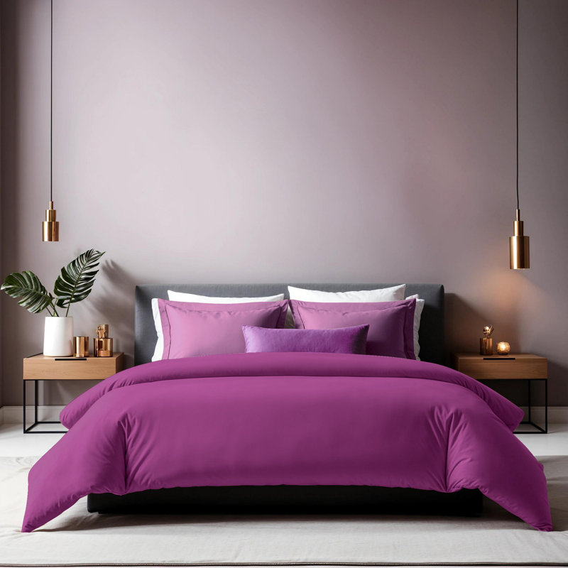 Premium 100% Cotton Ranforce Single Quilt Cover, Purple, 53.1 x 78.7 inches | 155 Thread Count | Button Closure Duvet Cover | Machine Washable at 86°F | Soft, Durable, and Stylish Bedding Solution for Cozy Bedrooms