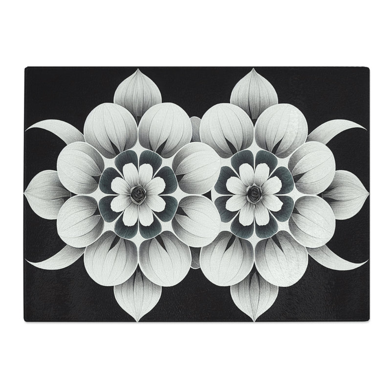 Soulful Modern Flowers Abstract  Glass Chopping Board