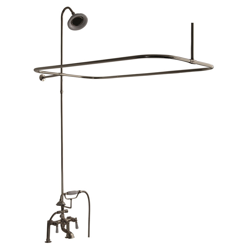3 Handle Clawfoot Tub Faucet with Diverter, Polished Nickel