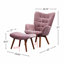 Fauteuil d'appoint contemporain capitonné en velours soyeux avec repose-pieds, mauve