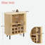 Armoire à vin cannelée avec support à vin à 8 grilles, 5 tablettes réglables à 5 niveaux, 2 porte-verres, 4 espaces de rangement cachés et portes coulissantes-366206540