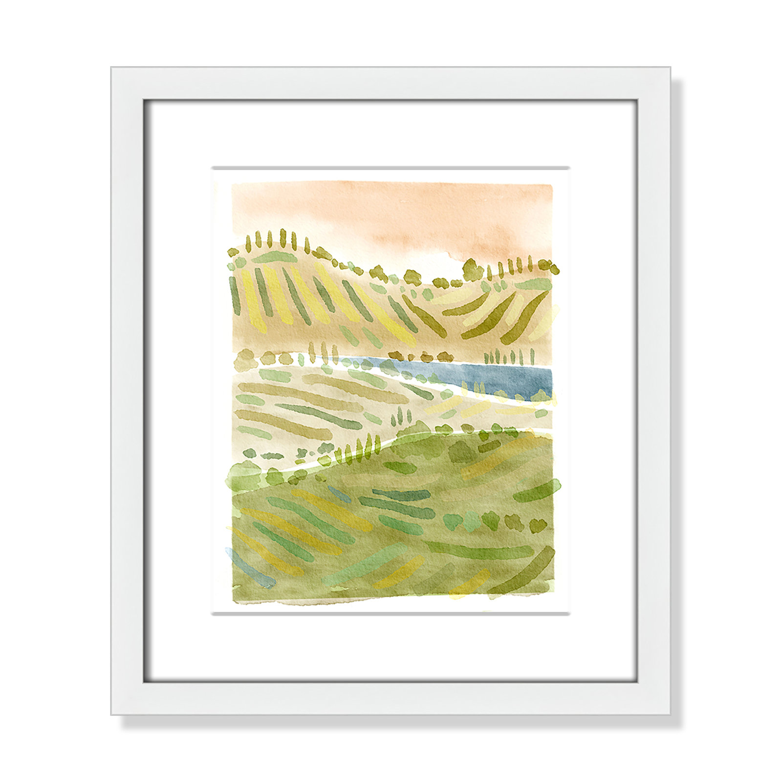 Tuscan Countryside Print by Leah Straatsma, White, 15" H x 13" W x 1.25" D, White Single Picture Framed Paper