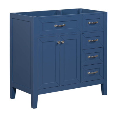 Meuble-lavabo 36 po sans lavabo, base d'armoire seulement, armoire de salle de bain avec tiroirs, structure solide et panneau de fibres à densité moyenne