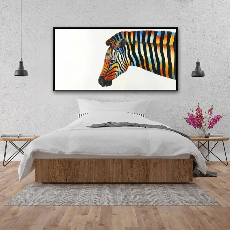 Colorful Zebra Print On Canvas, H 48 po x l 24 po