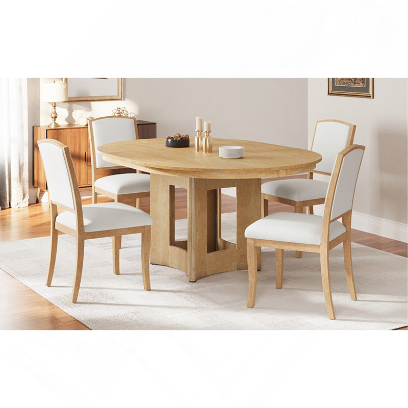Ensemble de table de salle à manger à rallonge Farmhouse, Naturel