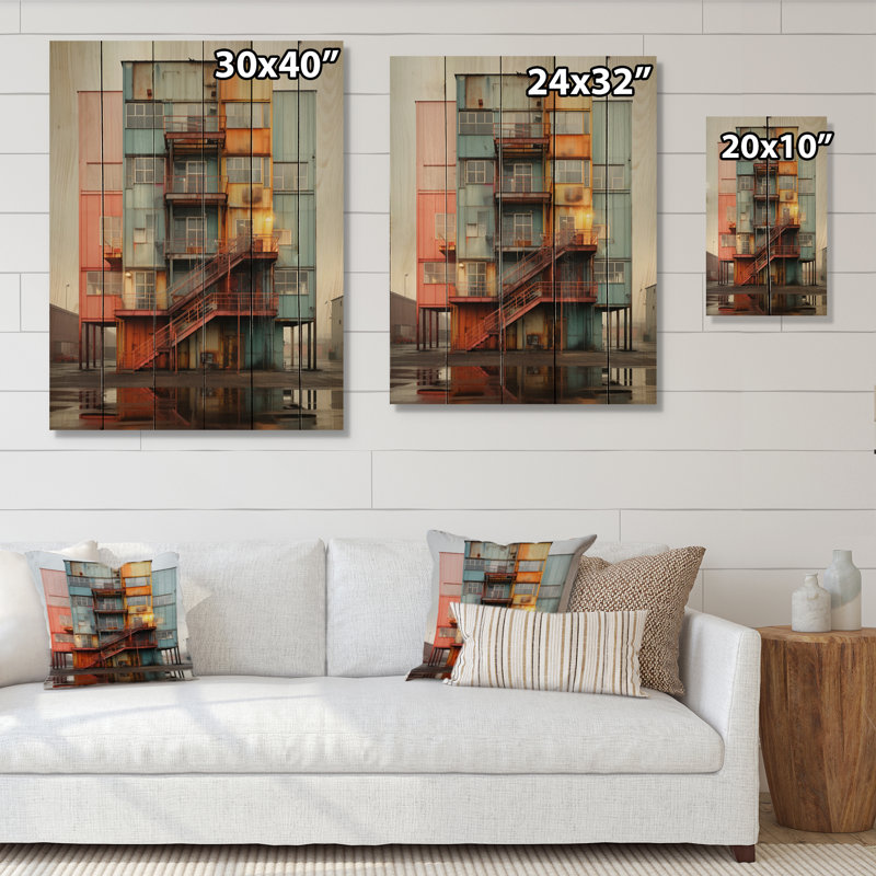 Palette cubique industrielle Warehouse IV, impression sur bois naturel, H 20 po x l 10 po x P 0,78 po