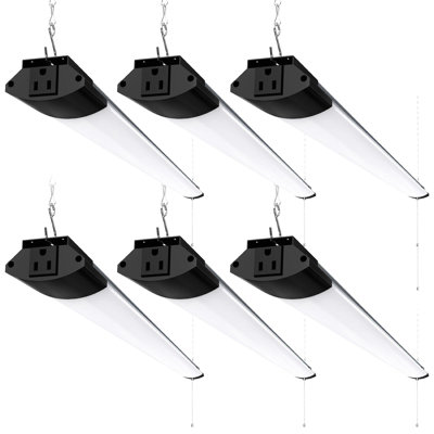 Lumières de magasin Barrina BS84 pour atelier de 4 pi, 84 W, 10 000 lm, 5 000 lumières utilitaires pour atelier, chaînette marche / arrêt, suspension ou encastrement, ETL, 6 paquets