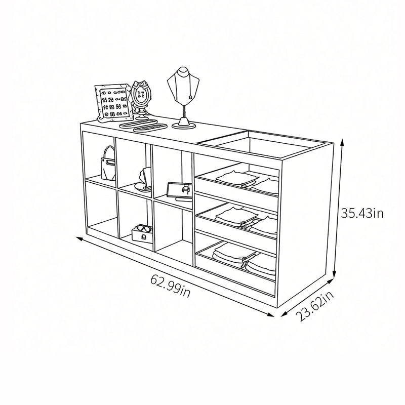 Présentoir ouvert moderne et multifonctionnel, Beige