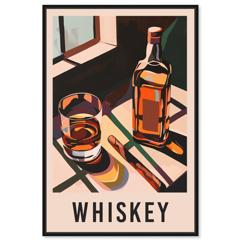 Affiche Whiskey par Art Remedy, Noir, H 16 po x l 11 po, Cadre flottant