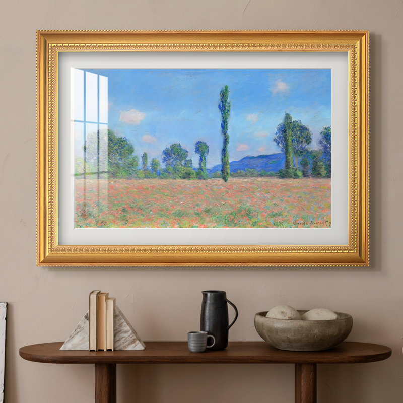 Champ de coquelicots (Giverny), 1890-1891 - Claude Monet - Estampe encadrée sur mesure, 16 po x 22 po, Or florentin perlé