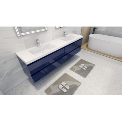 Ensemble de meuble-lavabo double mural 83 po Bobijo