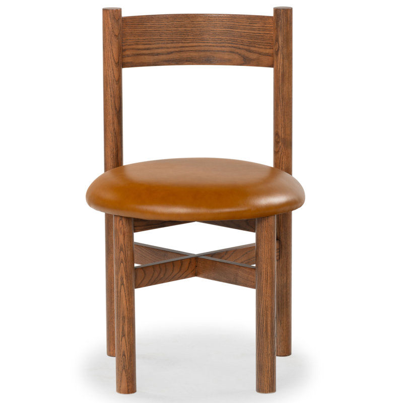 Tayla Leather Dining Chair, Brown/Walnut