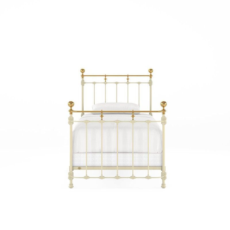 152 Excelsior Bed | Complete Bowed Foot, Twin, French Vanilla/Antique Gold