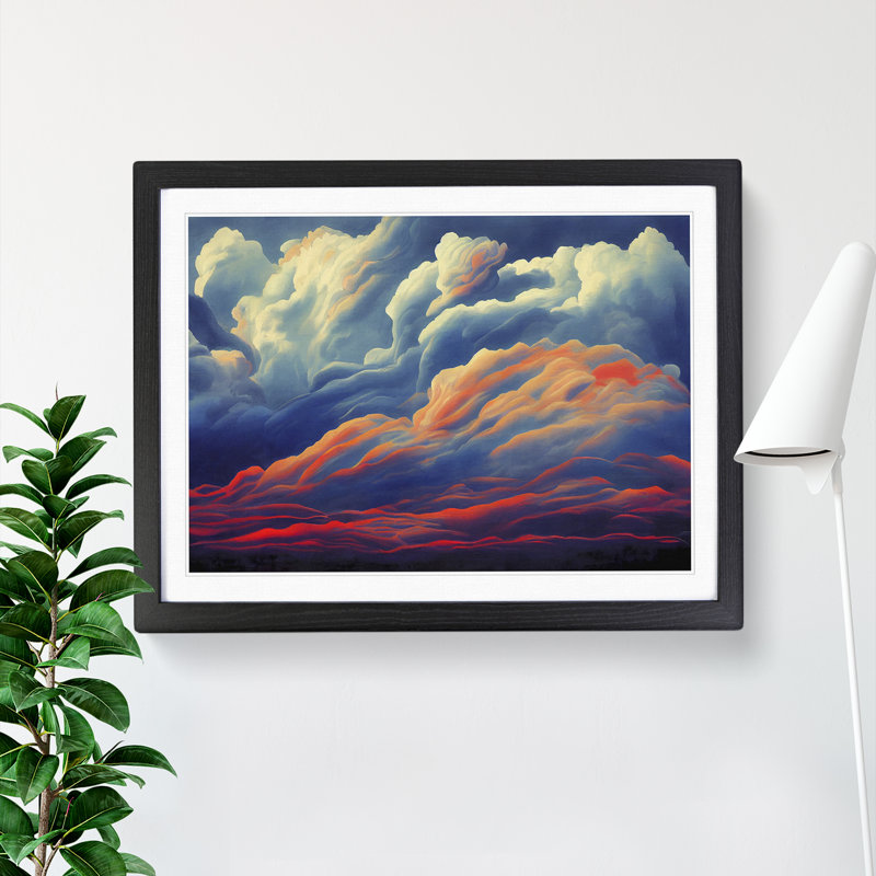 Exquisite Clouds - Single Picture Frame Print, Black, 46cm H x 64cm W x 2cm D