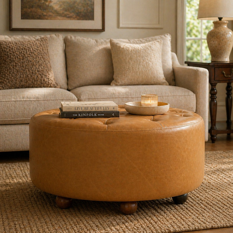 Table basse en cuir Amber Oak