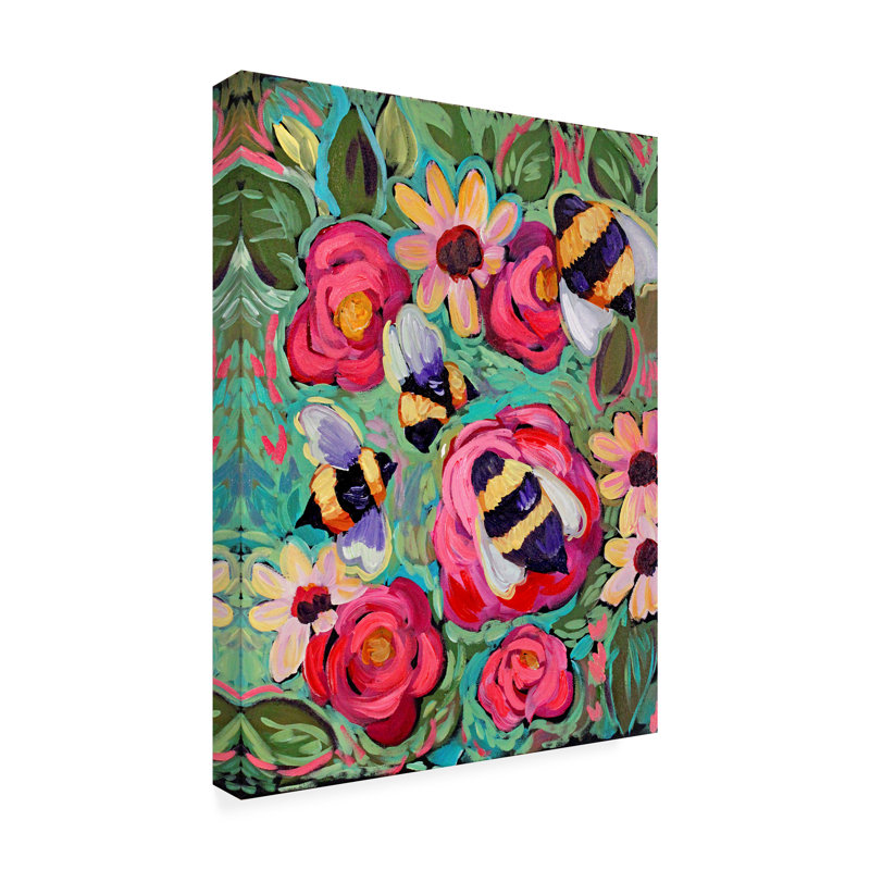 «Krystyl Bees In The Garden On Canvas» par Natasha Wescoat, reproduction, H 47 po x l 35 po x P 2 po
