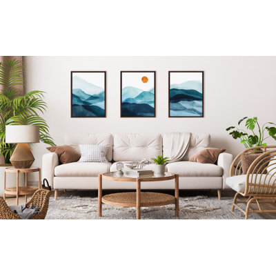 Blue Mountain Range by Amy Lighthall Framed Canvas Wall Art Set
