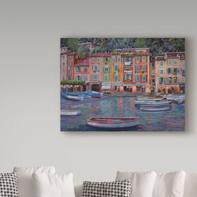 «Portofino Al Crepuscolo» par Darlee, reproduction de peinture acrylique sur toile tendue