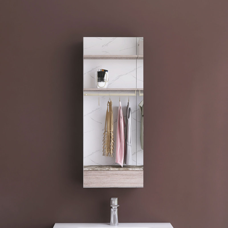 Rectangular Aluminum Medicine Cabinet With Mirror, 30" H x 12" W x 4.8" D