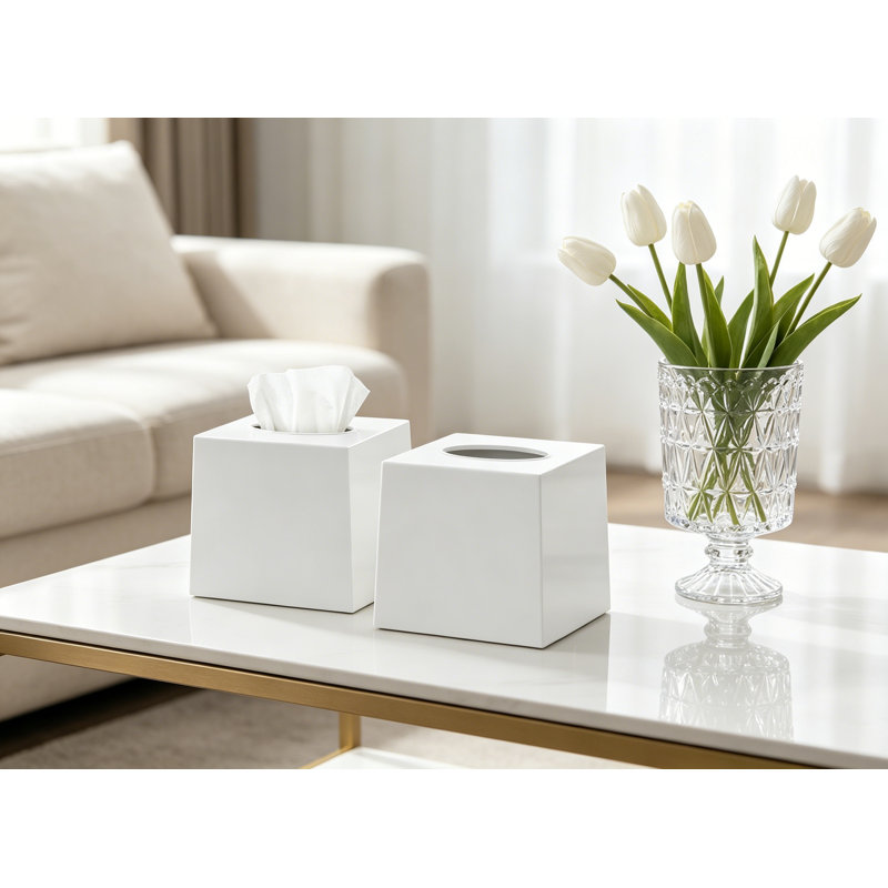 Paquet de 2 couvre-boîte à mouchoirs blanc