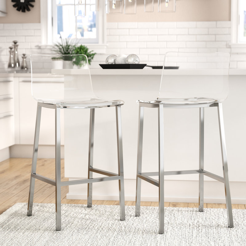 Tabouret de bar et de comptoir Cyrus, Chrome, Tabouret de bar (siège d'une hauteur de 29 po)