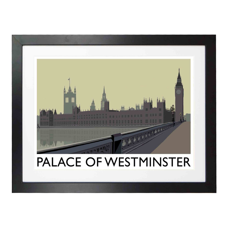 Palace Of Westminster 2 by Richard O'Neil - Print, Black Wood Frame, 44 cm H x 54 cm W x 2.2 cm D
