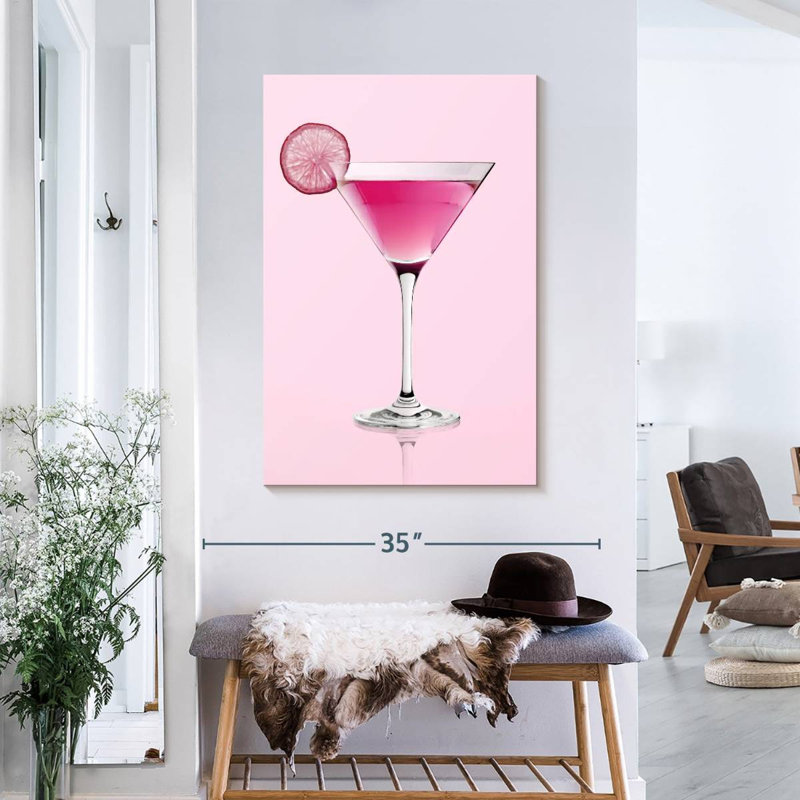 Impression sur toile rose martini, H 36 po x l 24 po x P 1,25 po