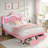 Largent Leather Upholstered Storage Bed with LED Lights and Crown Headboard, Kids Beds-8769280-8769282