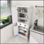 Armoire de rangement pour garde-manger autoportante de 71 pouces avec 4 portes, un tiroir et 2 tablettes réglables pour une organisation élégante et efficace
