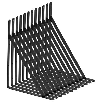 Support de tablette VEVOR, 18 x 12 po sur 12 pièces, supports de tablette flottants robustes, supports pour tablettes, support de tablette triangulaire noir mat de 3 mm d'épaisseur, supports de tablette en acier avec capacité de charge de 160 lb