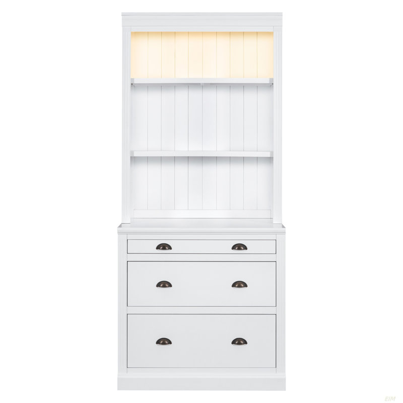 83.4"Tall Bookshelf With LED Lighting, Modern Bookcase With 3 Drawer And Open Shelves,Storage Bookshelf For Living Room,Home Office (Bookshelf)