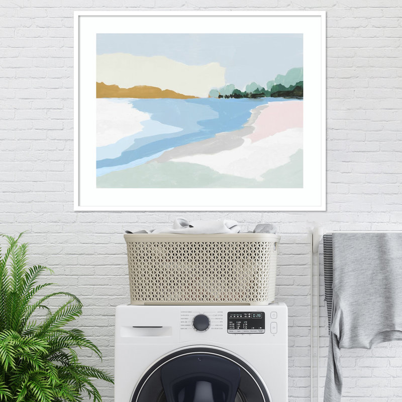 «Soft Coastal I» par Z Isabelle - peinture encadrée, Blanc, H 33 po x l 41 po