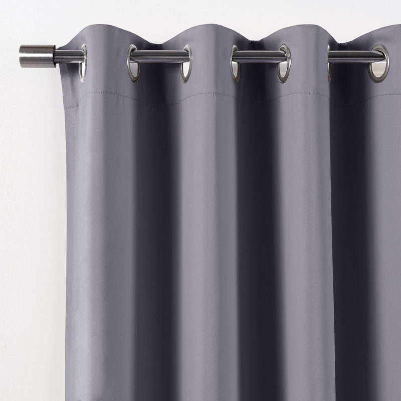 Schaeffer Solid Blackout Thermal Grommet Curtain Panels, 52" W x 96" L, Gray