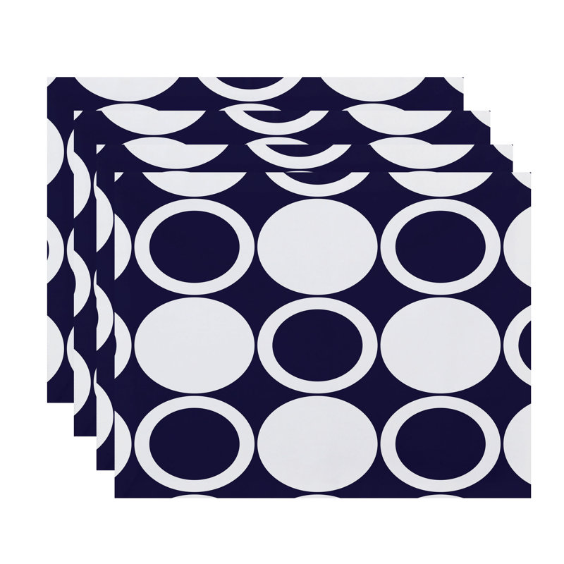 Sergent Polyester Geometric Rectangle Placemat, Navy Blue