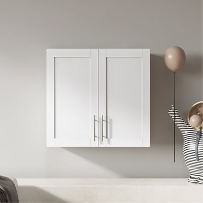 Armoire de rangement murale empilable, P 11,81 po x l 31,50 po x H 29,92 po, blanche
