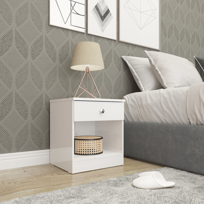 Sydnea 1 Drawer Bedside , White