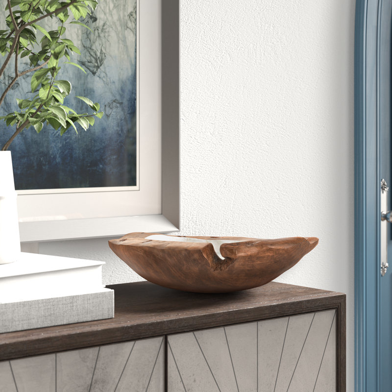 Bol décoratif en bois de teck Karstein, H 18 po x l 5 po x P 18 po