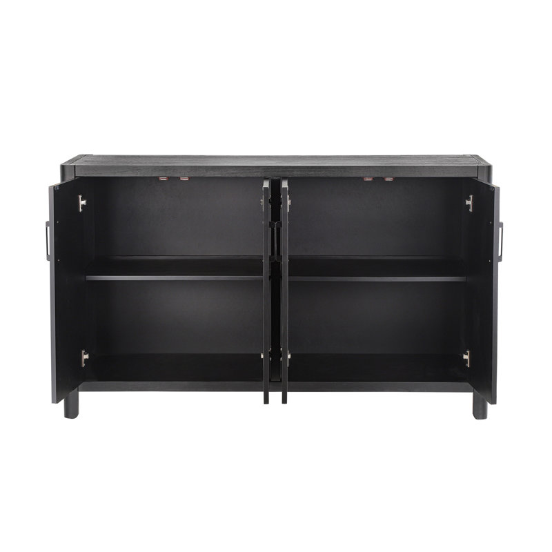 Armoire 4 portes avec finition naturelle Mirod, Noir