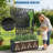  Mobile Metal Raised Garden Bed Planter Box with Trellis – Deep 15.7" Outdoor Planter, Privacy Screen, Drainage Holes for Climbing Plants – 118x40x180cm, Palm Leaf Design, With Wheels