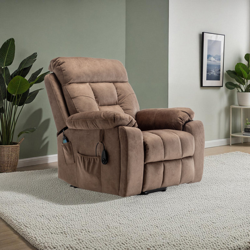 Velvet Power Lift Recliner Chair With Heat And Massage For Elderly 