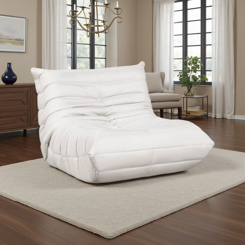Chaise d'appoint Revena, microfibre plissée, courbée, Beige