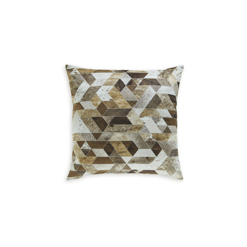 Adamund 20" Geometric Brown and Gray Polyester Throw Pillow
