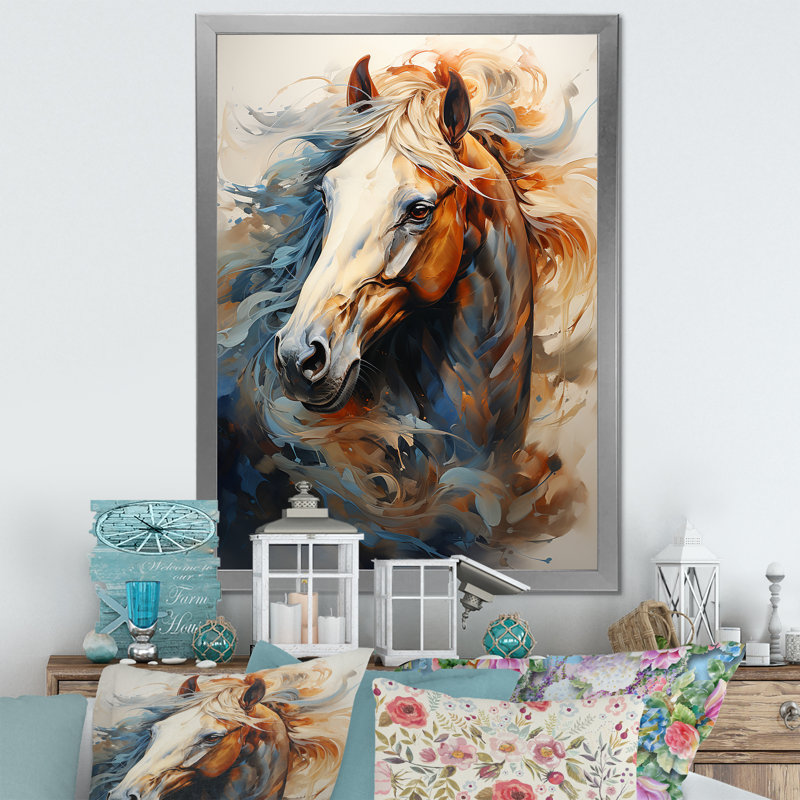 «Horse Grace Portrait I» - art mural cheval, Toile tendue, H 44 po x l 34 po, Sans cadre
