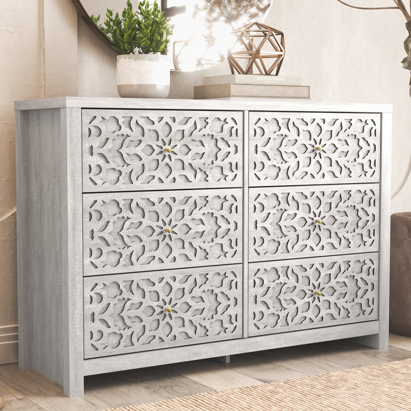 Commode 6 tiroirs L 45,4 po Lukasik, Chêne gris cendré