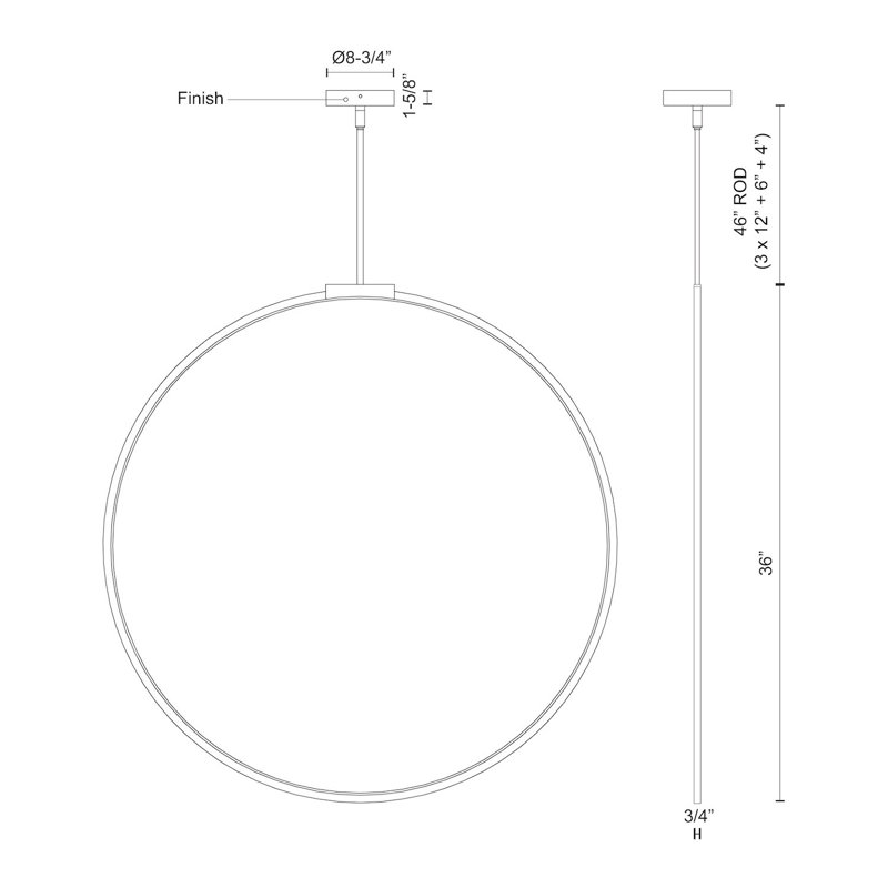 Cirque 1 - Light LED Pendant, White, 83.63" H x 36" W x 0.75" D