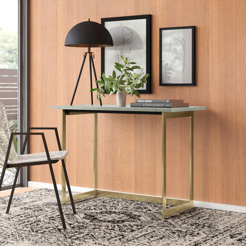 Bureau Celetha, Faux marbre blanc/or