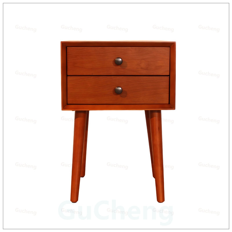 Modern Nightstand with 2-Drawers, Compact Side Table for Efficient Storage and Stylish Home Decor, Brun rouge