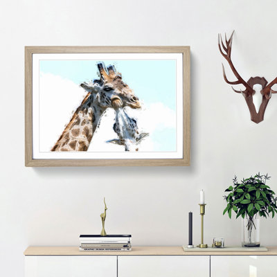 Giraffe with Calf - Picture Frame Painting Print