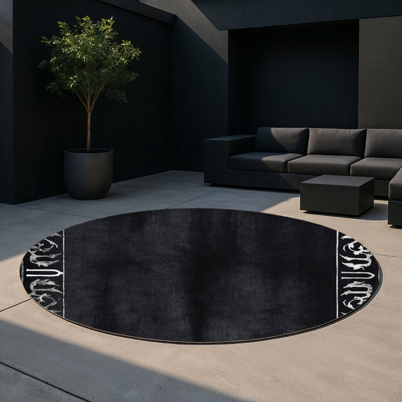 Tapis intérieur et extérieur Obsidian Whorl, Rond 5 pi